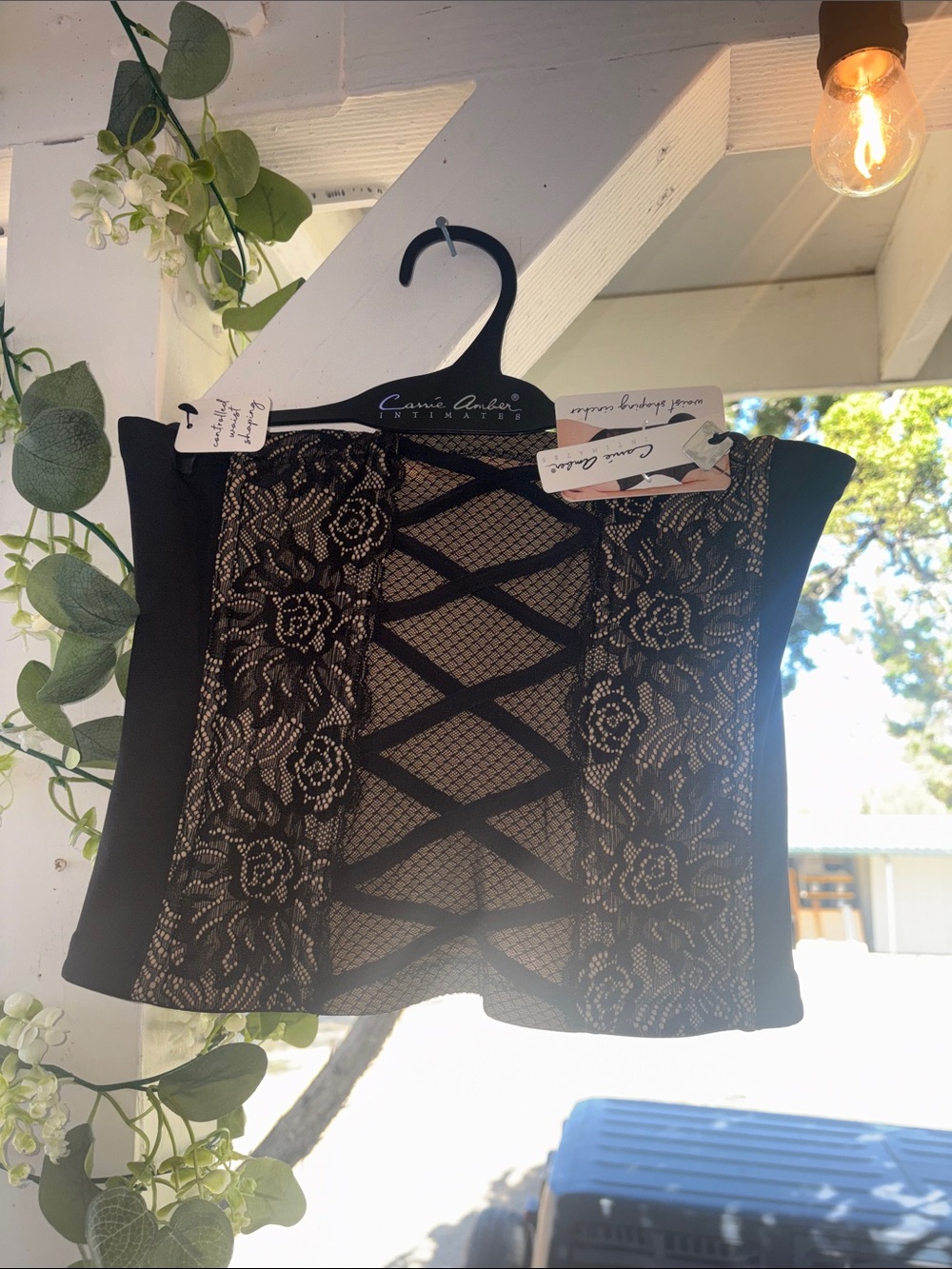 Black Lace Panel Bustier Top